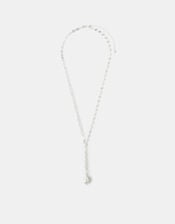 Sterling Silver-Plated Pearl Lariat Necklace, , large