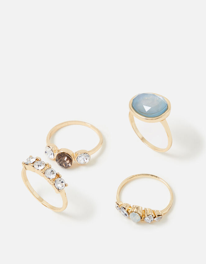 Blue Harvest Statement Gem Stacking Ring Set, Blue (BLUE), large