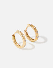 Gold-Plated Sparkle Inset Hoops, , large