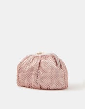 Sequin Clip Frame Clutch Bag, Pink (PALE PINK), large
