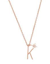 Rose Gold-Plated Initial Star Necklace - K, , large