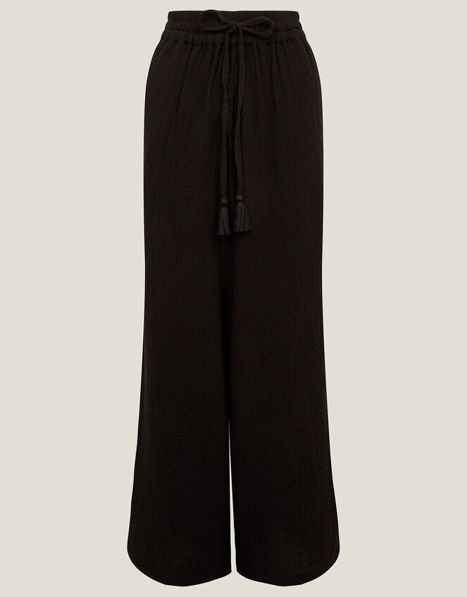 Crinkle Beach Trousers, Black (BLACK), large