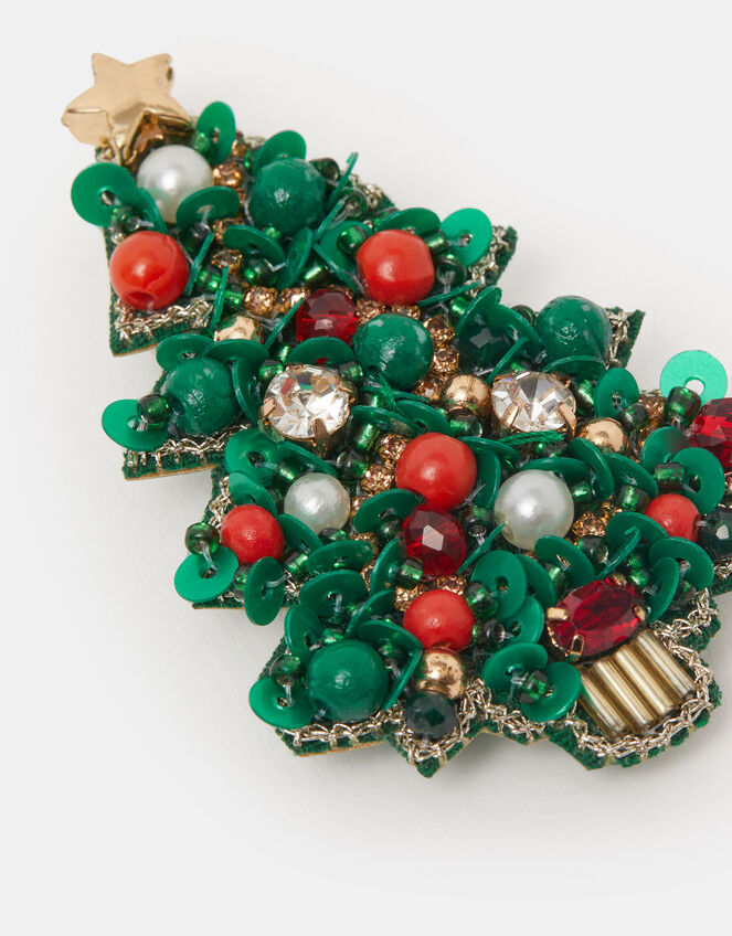Beaded Christmas Tree Brooch, , large