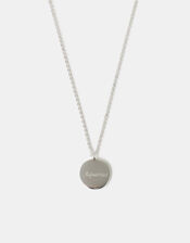 Sterling Silver-Plated Zodiac Coin Pendant Necklace, Silver (ST SILVER), large
