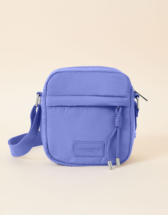 Messenger Bag with Recycled Nylon, Blue (BLUE), large