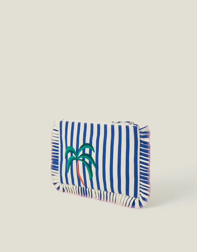Embroidered Parrot Ruffle Clutch Bag, , large