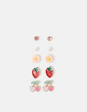 5-Pack Girls Fruit Titanium Stud Earrings, , large