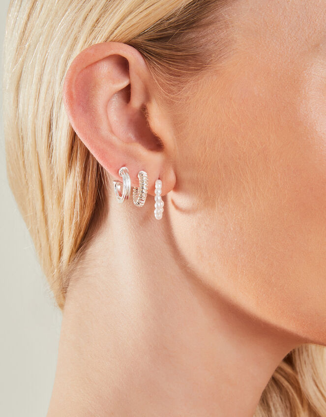 Textured Hoop Earrings 6 Pack, , large