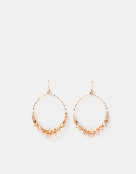 Beaded Wire Hoop Earrings, , large