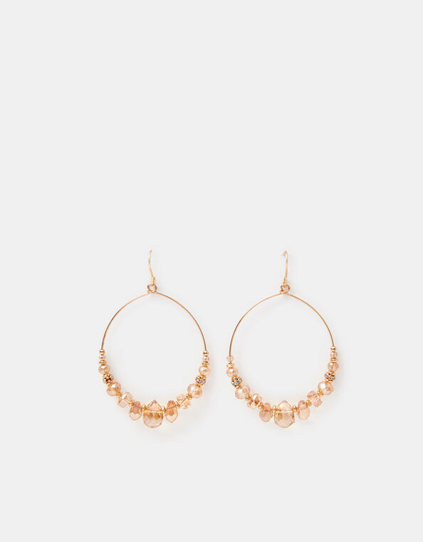Beaded Wire Hoop Earrings, , large