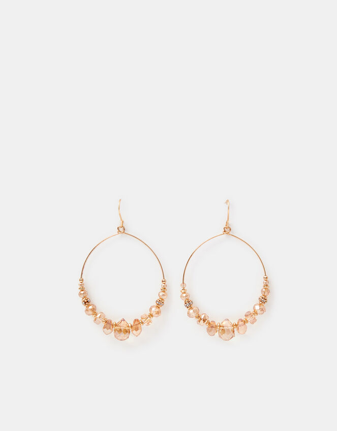 Beaded Wire Hoop Earrings, , large