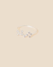 Recycled Sterling Silver Sparkly Constellation Saggitarius Ring, White (ST CRYSTAL), large