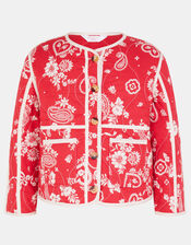 Girls Paisley Print Quilted Jacket, Red (RED), large