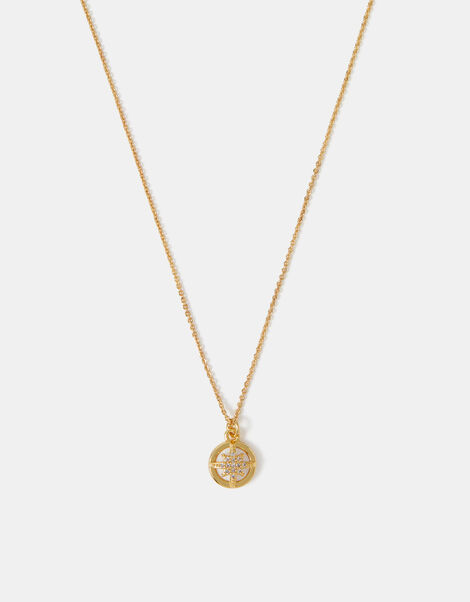 14ct Gold-Plated Star Pearl Pendant Necklace, , large