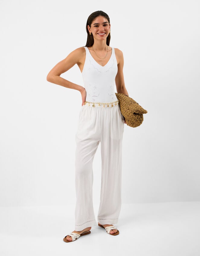 Floral Cutwork Swimsuit, White (WHITE), large