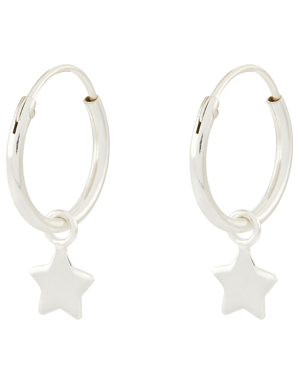 Sterling Silver Star Huggie Hoop Earrings Sterling Silver