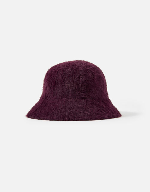 Fluffy Bucket Hat, Red (BURGUNDY), large