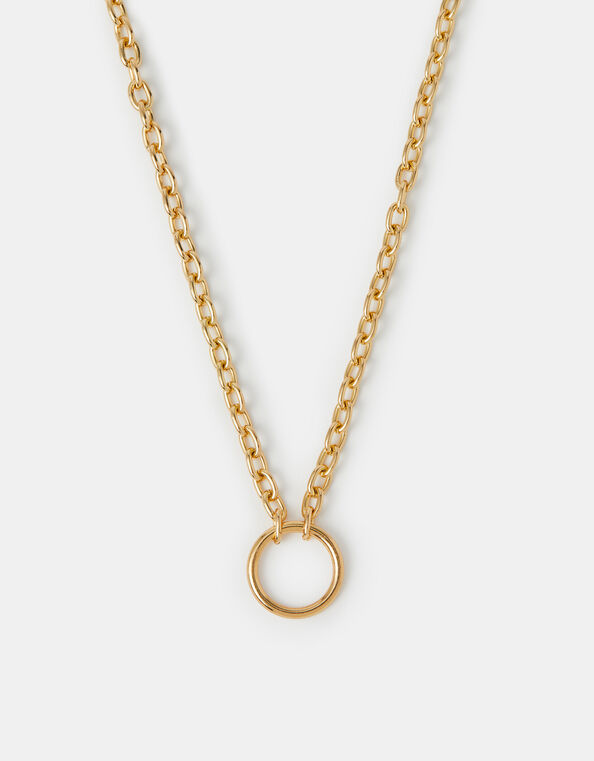 Round Pendant Chain Necklace, , large
