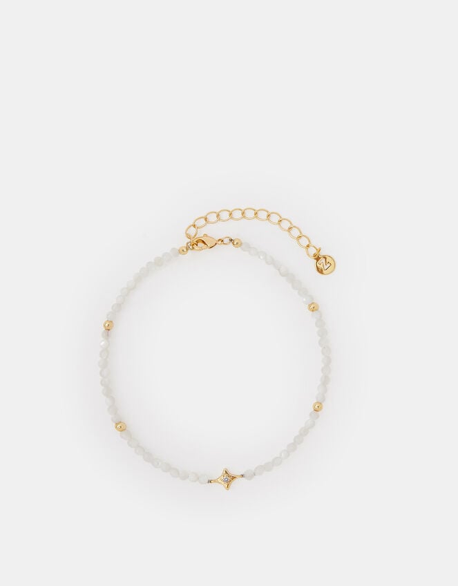 14ct Gold-Plated Beaded Star Anklet, , large
