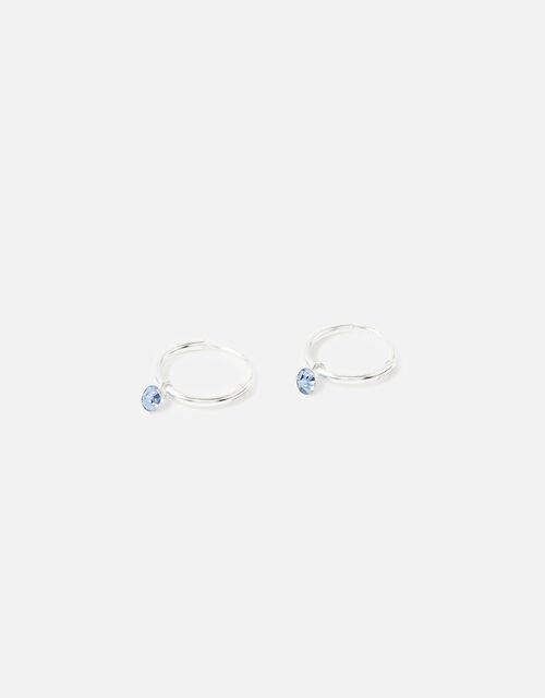 Sterling Silver Crystal Hoop Earrings, , large