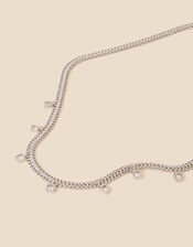 Platinum-Plated Sparkle Station Necklace, , large