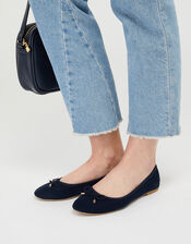 Simple Bow Ballerina Flats, Blue (NAVY), large