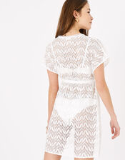 Floral Lace Kaftan Dress, White (WHITE), large