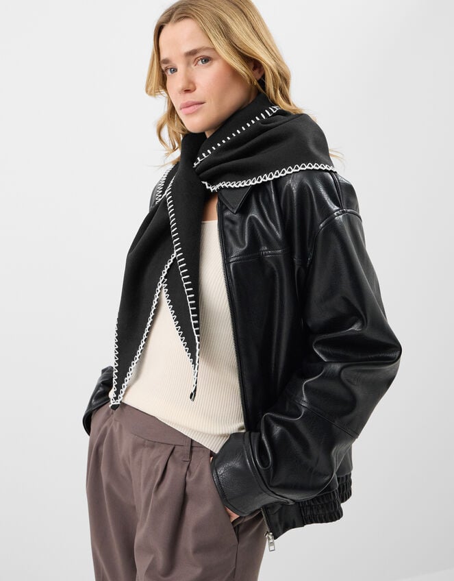 Whipstitch Knit Triangle Scarf, , large