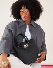 Looped Metal Detail Handheld Bag, , large
