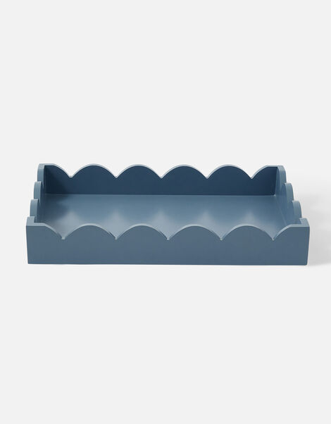 Medium Wooden Tray with Scalloped Edge, , large