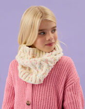 Girls Cable Knit Snood, Ivory (IVORY), large