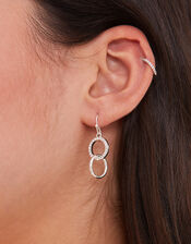 Linked Circles Short Drop Earrings, Silver (SILVER), large