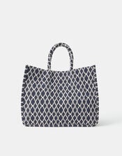 Geometric Print Textile Handbag, , large