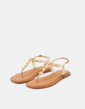 Sun Embellished Sandals, Gold (GOLD), large