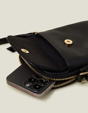 Faux Leather Pocket Phone Bag, Black (BLACK), large