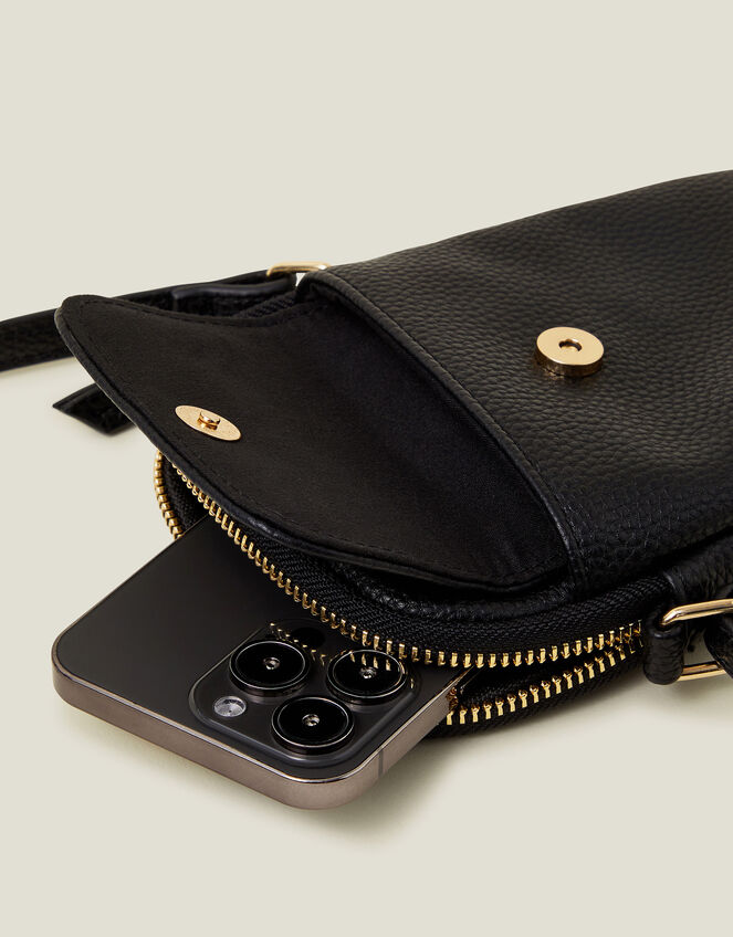 Faux Leather Pocket Phone Bag, Black (BLACK), large