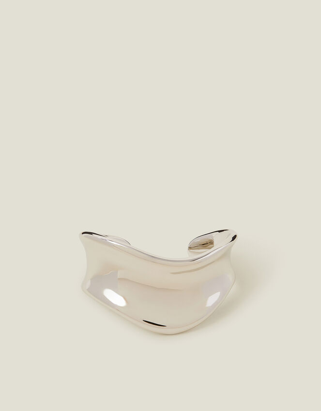 Platinum-Plated Stainless Steel Molten Cuff Bracelet, , large