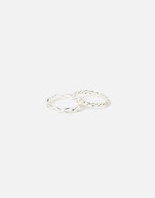 Crossover Band Rings Set of Two, Silver (SILVER), large
