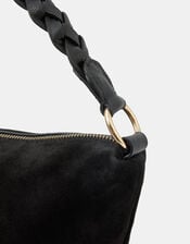 Braided Strap Suede Shoulder Bag, , large