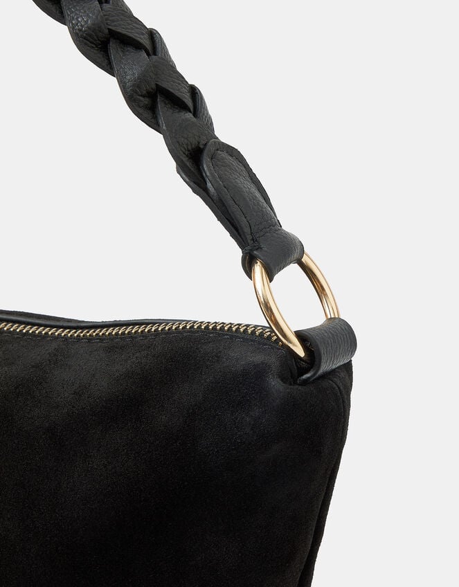 Braided Strap Suede Shoulder Bag, , large