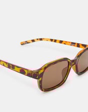 Mini Crystal Tortoiseshell Square Sunglasses, , large