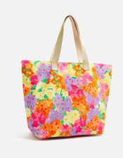 Floral Print Beach Shopper Bag, , large