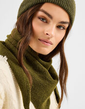 Plain Knitted Triangle Scarf, , large