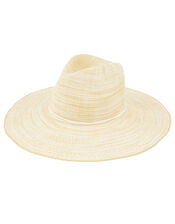 Simple Weave Wide Brim Fedora Hat, Natural (NATURAL), large