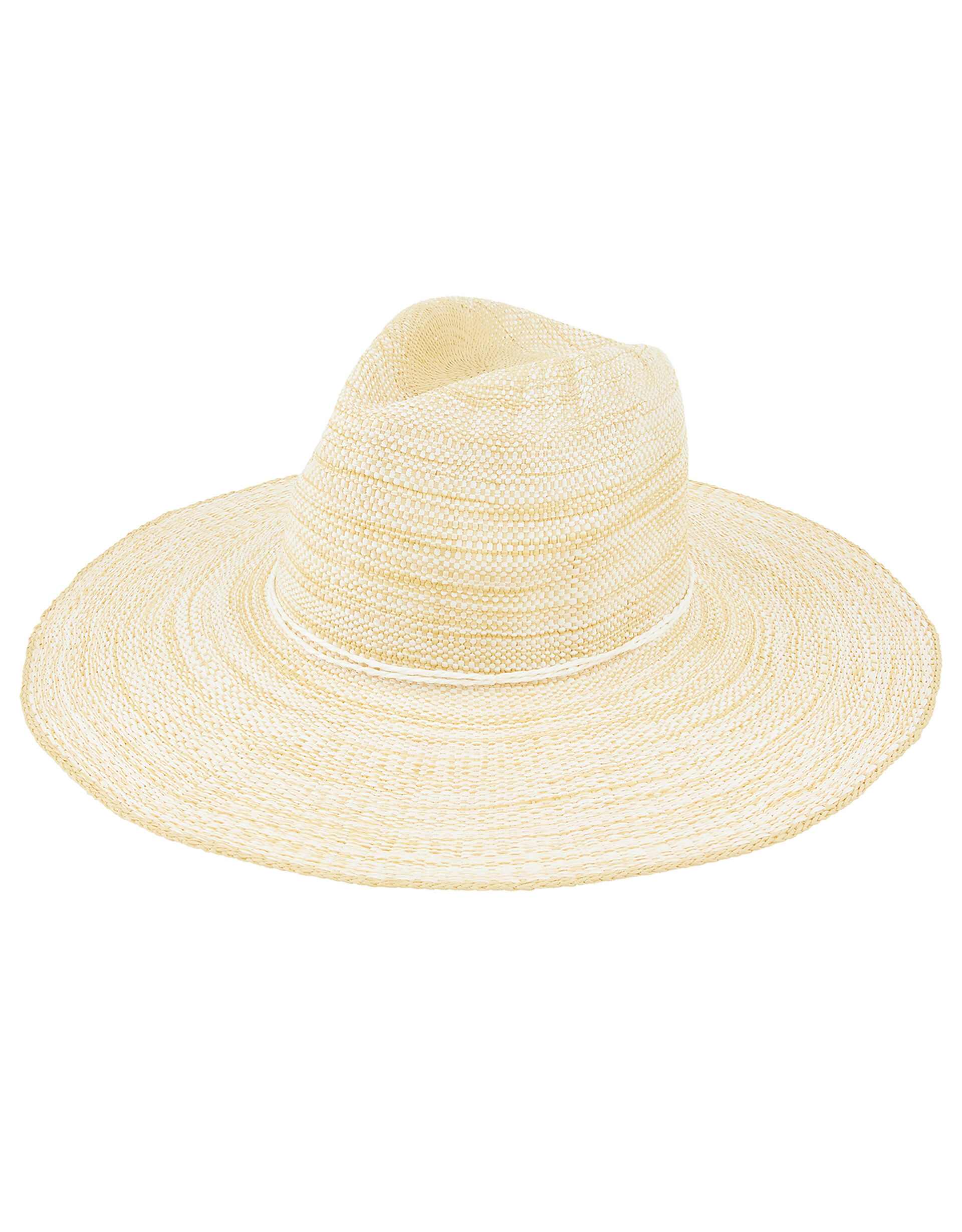 Simple Weave Wide Brim Fedora Hat, Natural (NATURAL), large