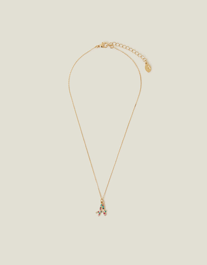 Gemstone Initial Pendant Necklace, Multi (BRIGHTS MULTI), large