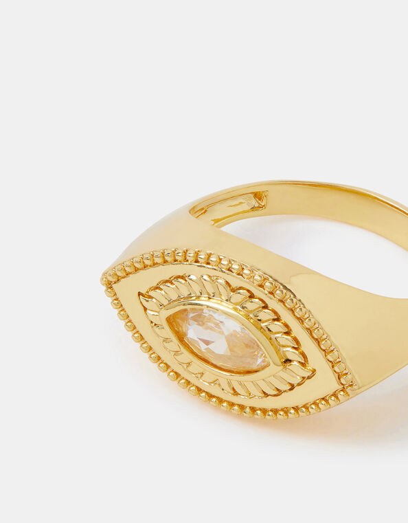 14ct Gold-Plated Chunky Evil Eye Ring, Gold (GOLD), large