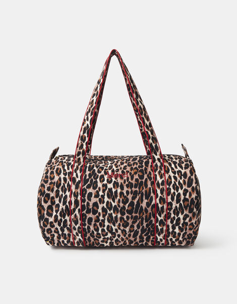 Merci Leopard Print Cotton Weekend Bag, , large