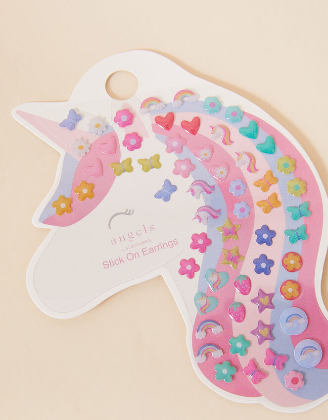 Girls Unicorn Stick-On Earrings Set, , large