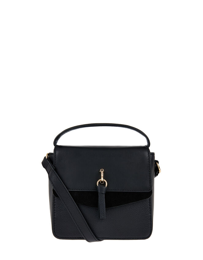 Lula Mini Flap Leather Cross-Body Bag, Black (BLACK), large